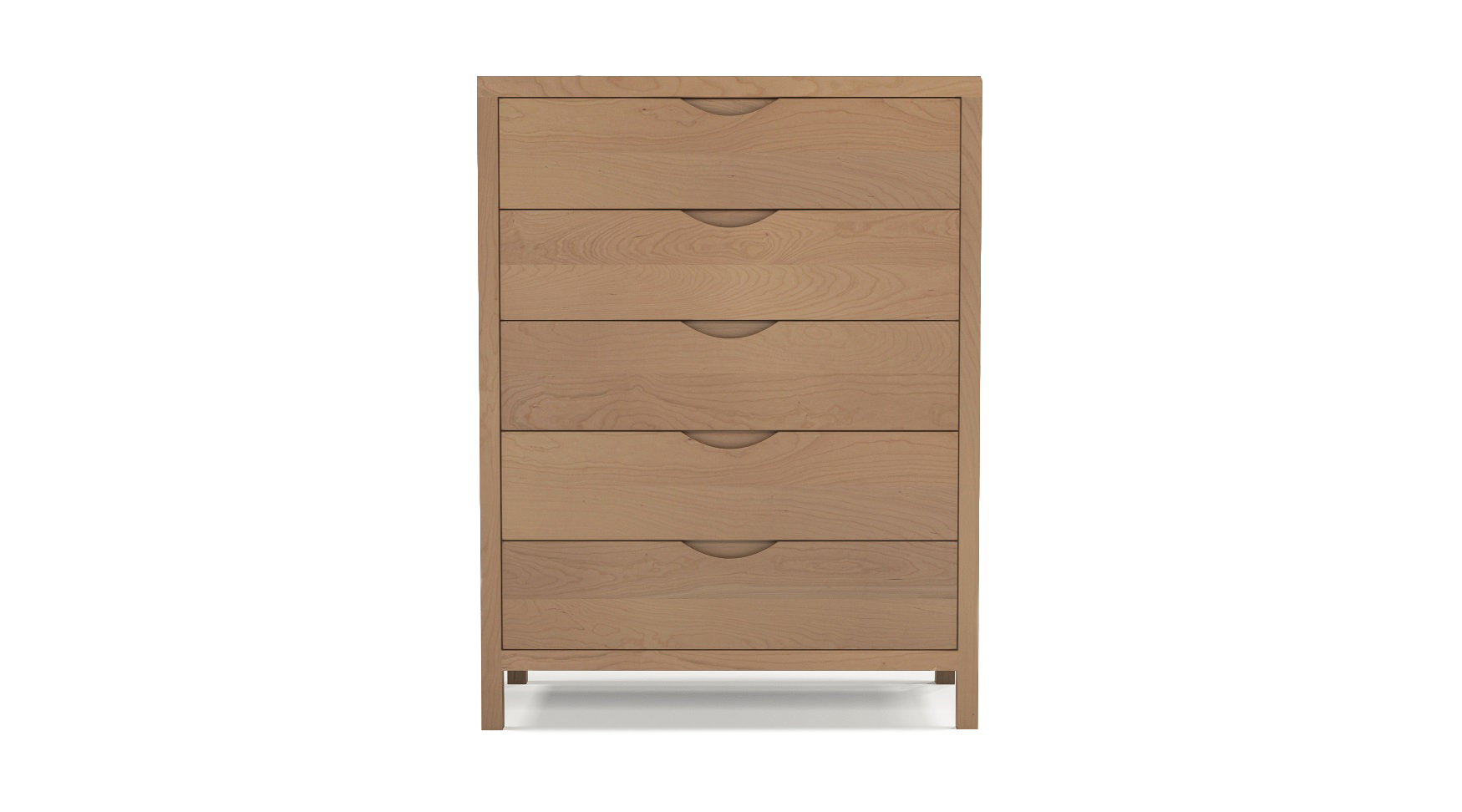 Cherry wood luxury furniture five drawer dresser with integrated wood handles