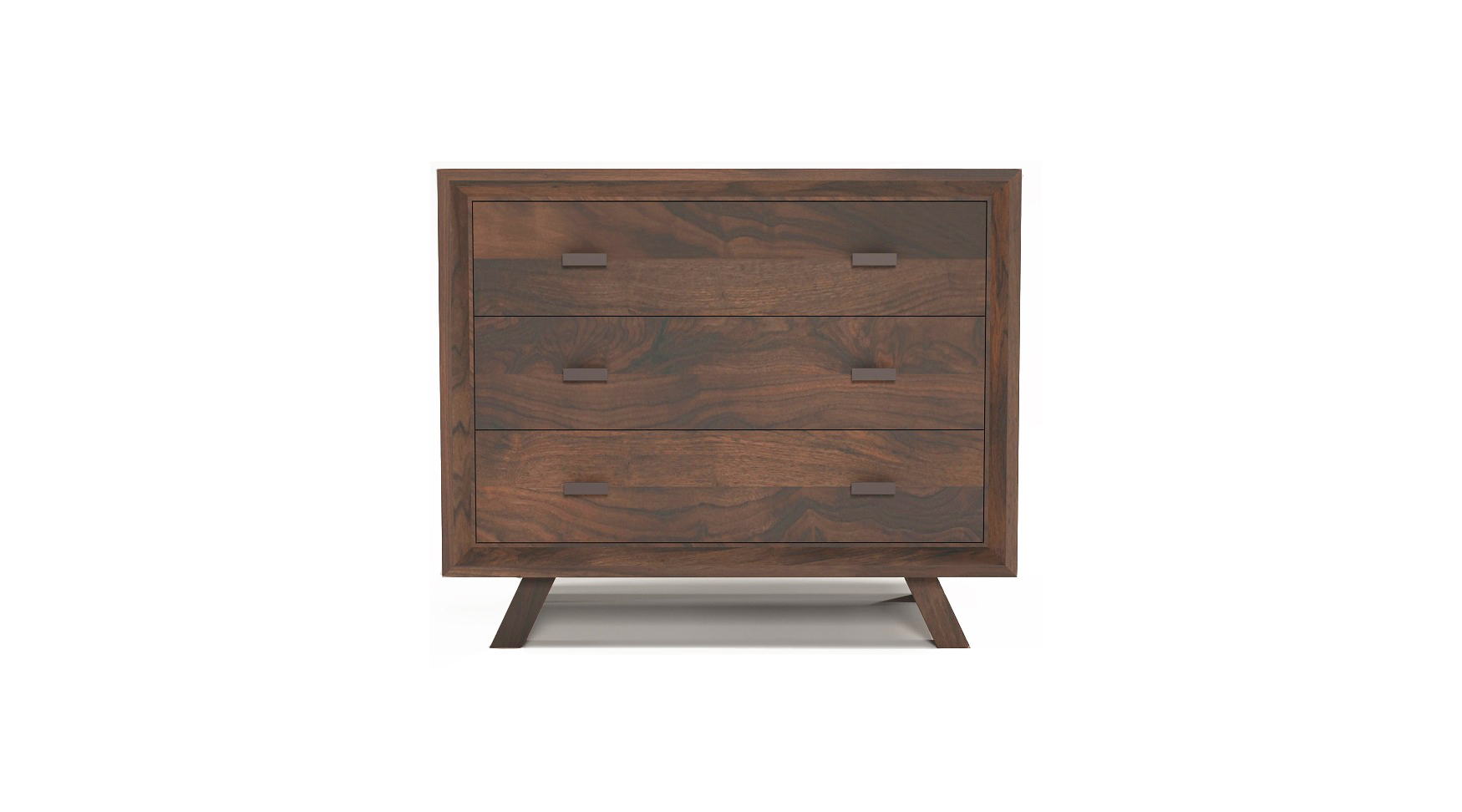 Solid walnut 36" fine furniture three drawer dresser