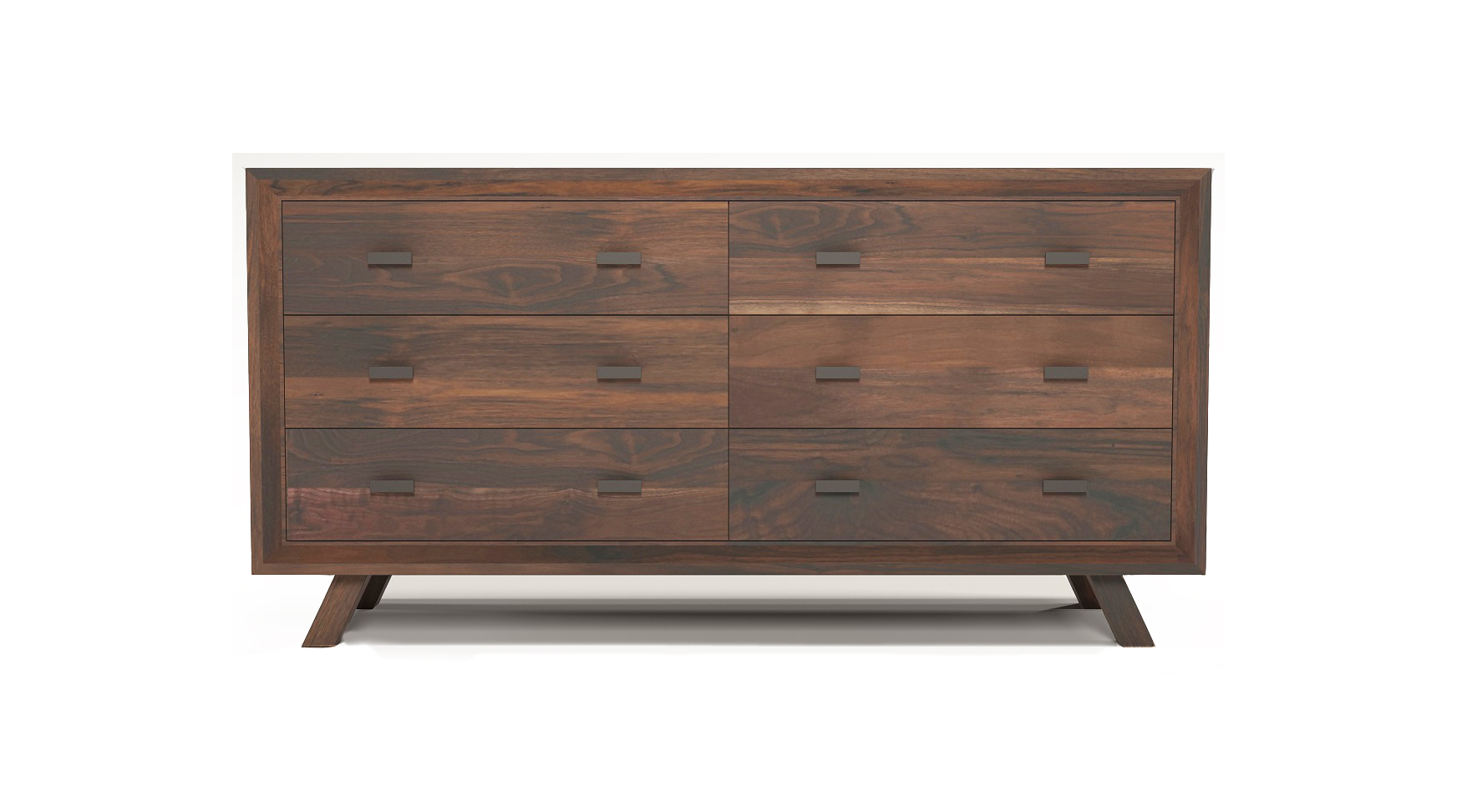 Solid walnut 60" fine furniture six drawer dresser