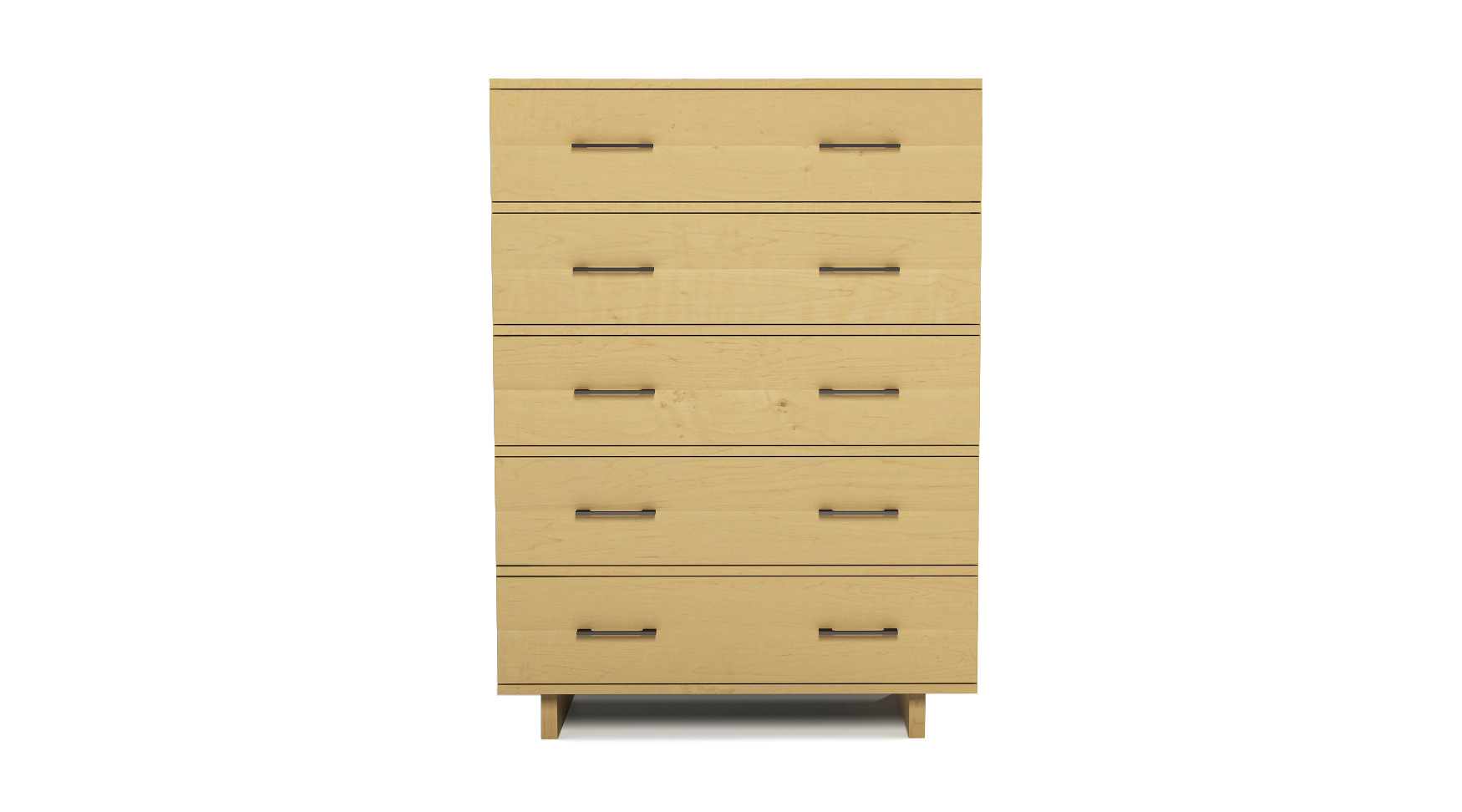 Solid maple modern Scandinavian five drawer chest