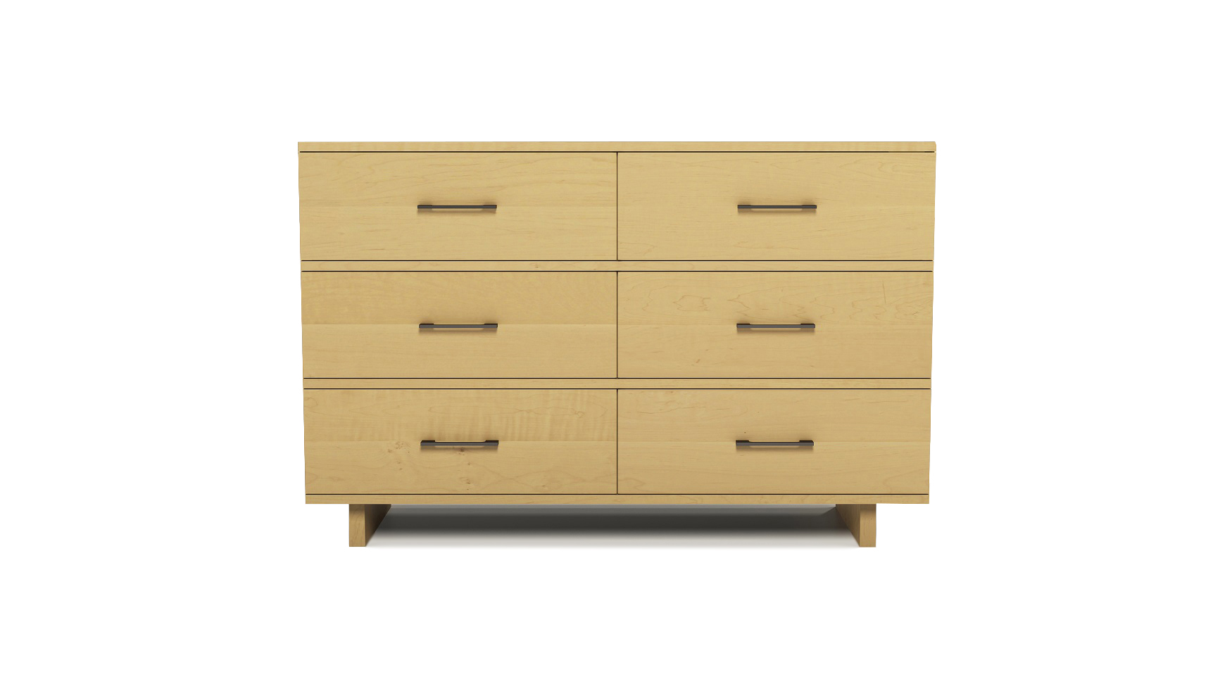 Solid maple modern Scandinavian six drawer 48" chest