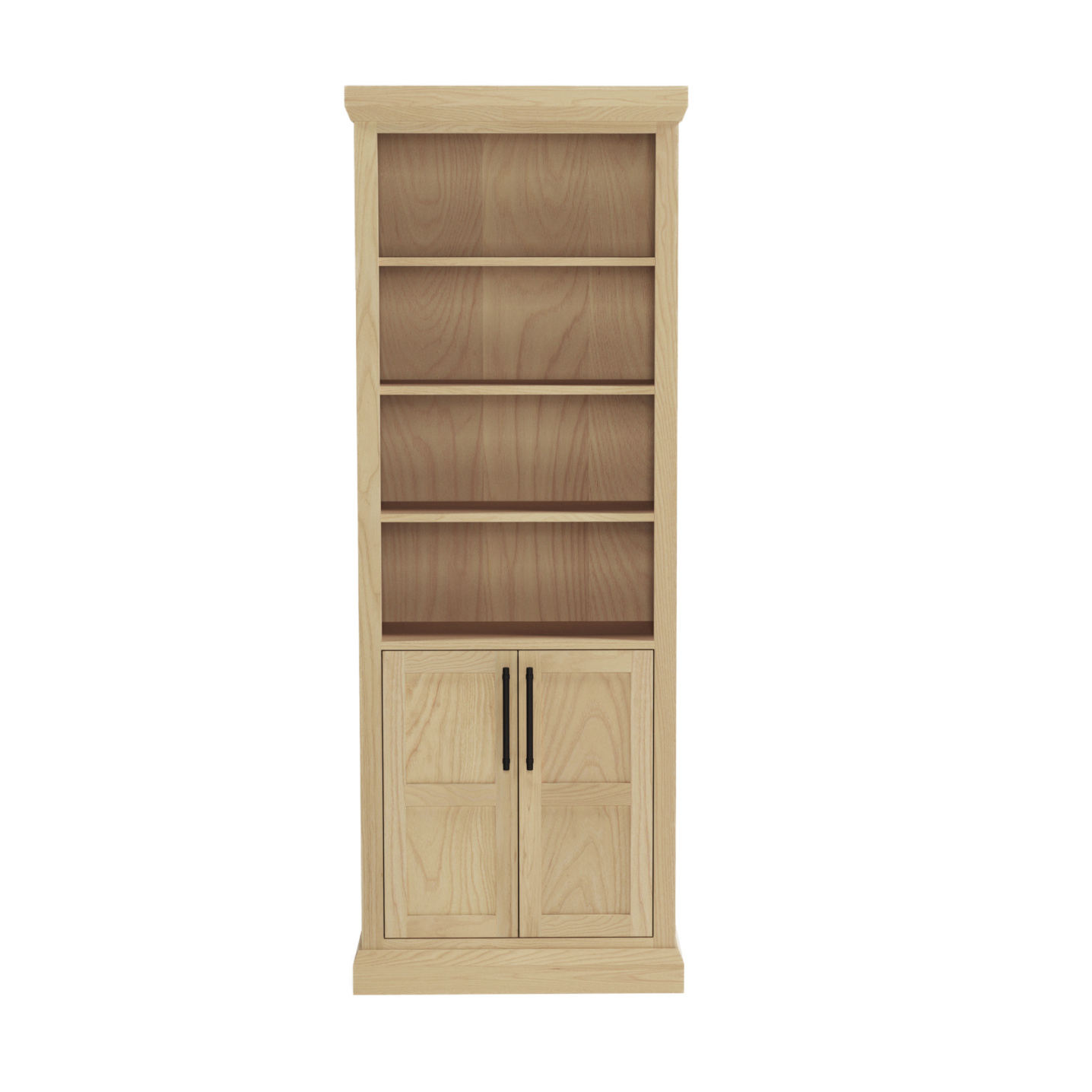 wooden bookshelf with 2 doors
