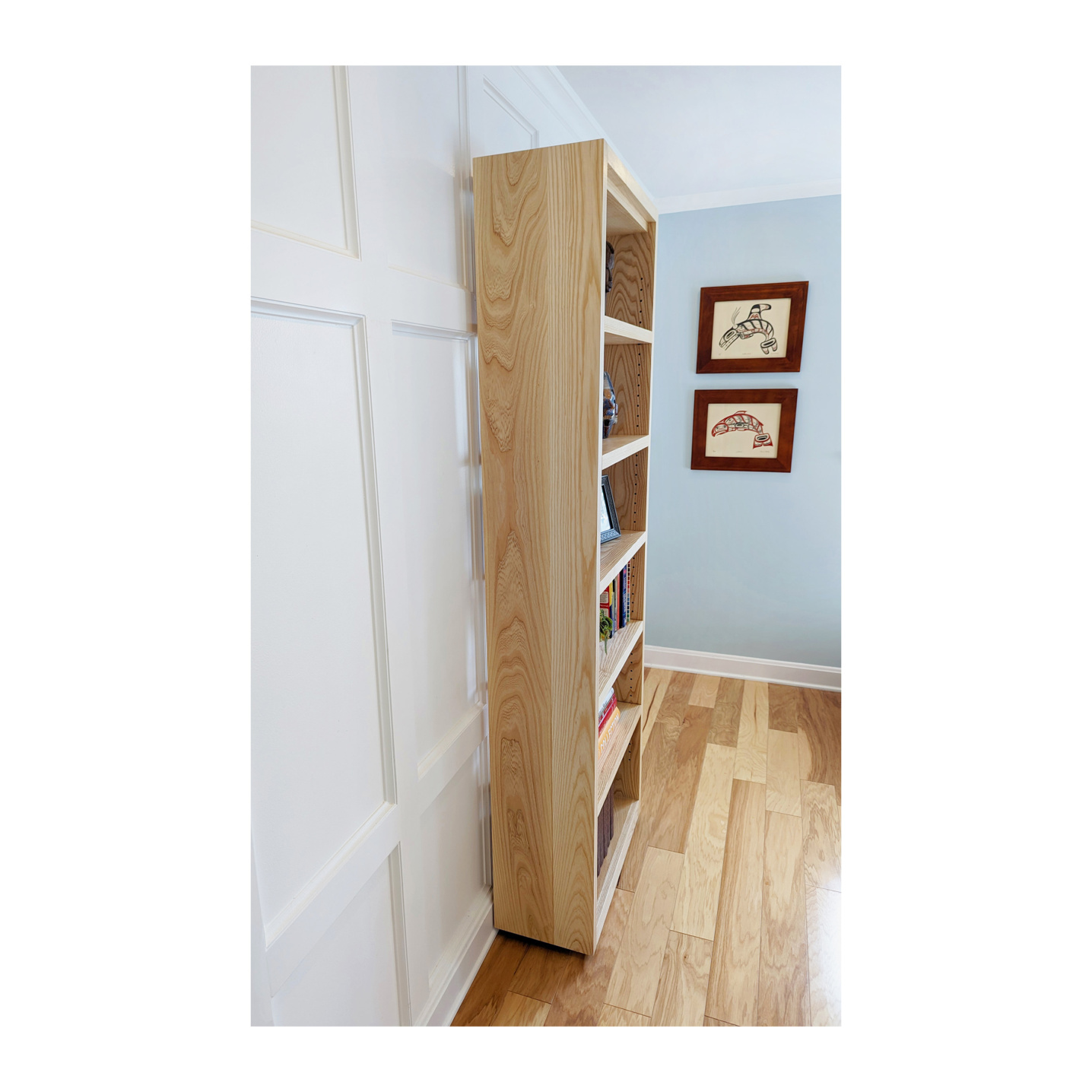 Hand made wood Danish bookcase--Made by 57NorthPlank Tailored Modern Furniture