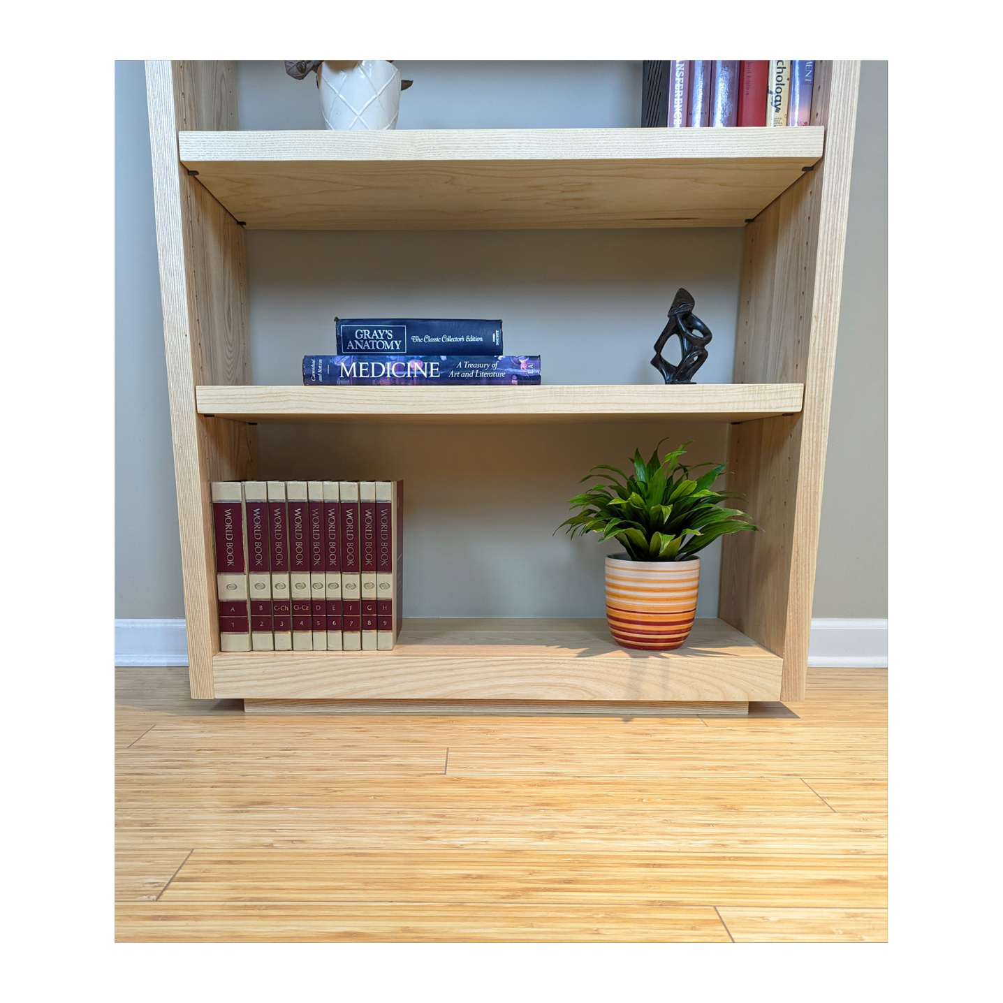 Custom Ash bookcase built in Ohio--Made by 57NorthPlank Tailored Modern Furniture