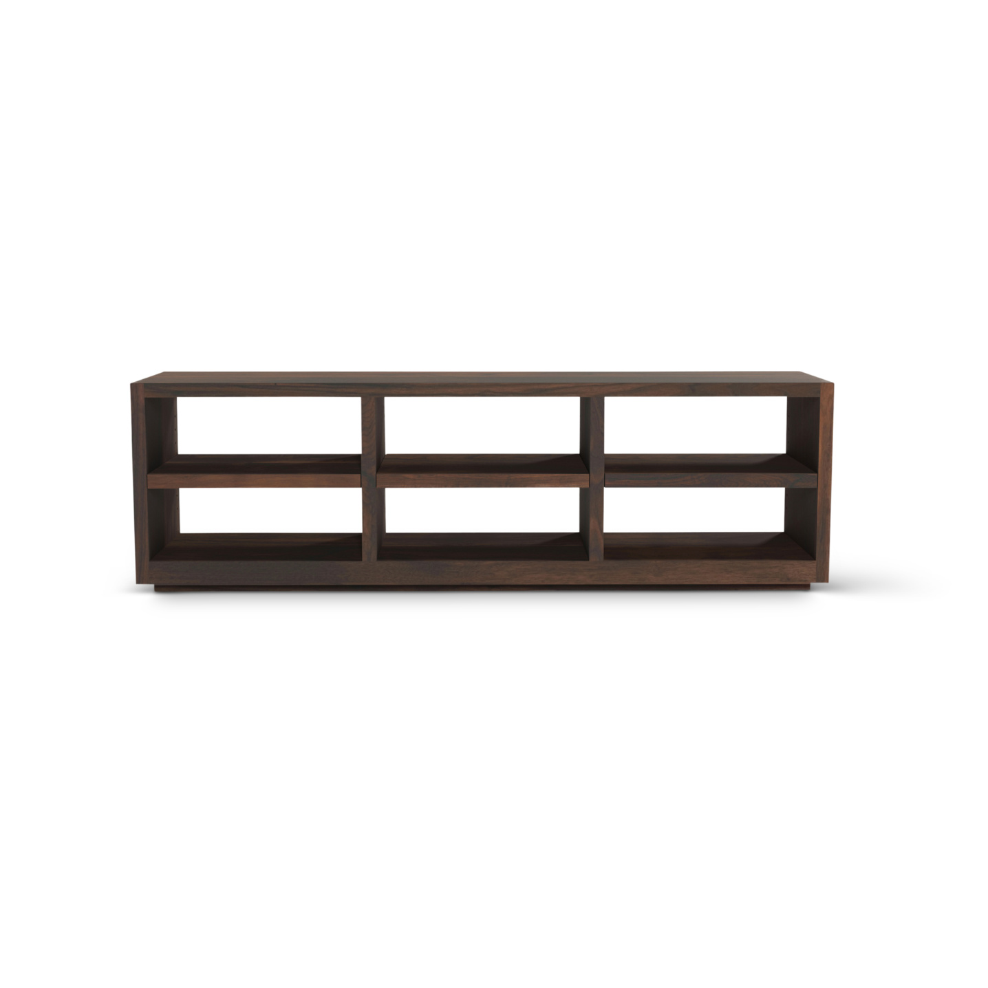 Horizontal bookcase made in solid walnut