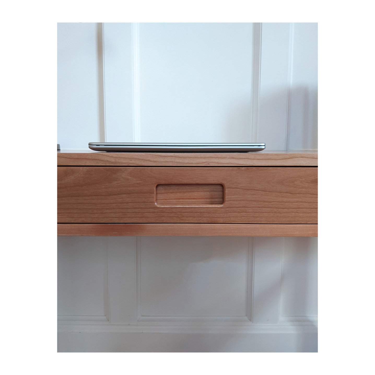 Danish cherry desk with wooden drawer pulls
