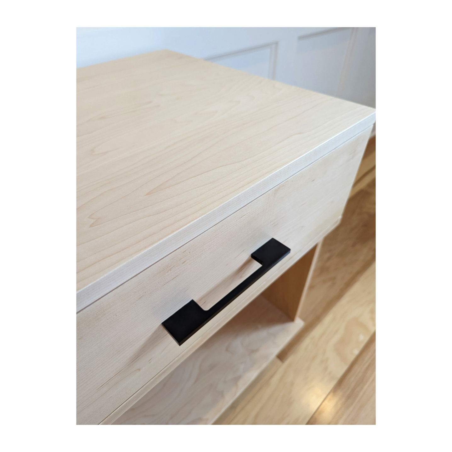 Contemporary matte black drawer handle