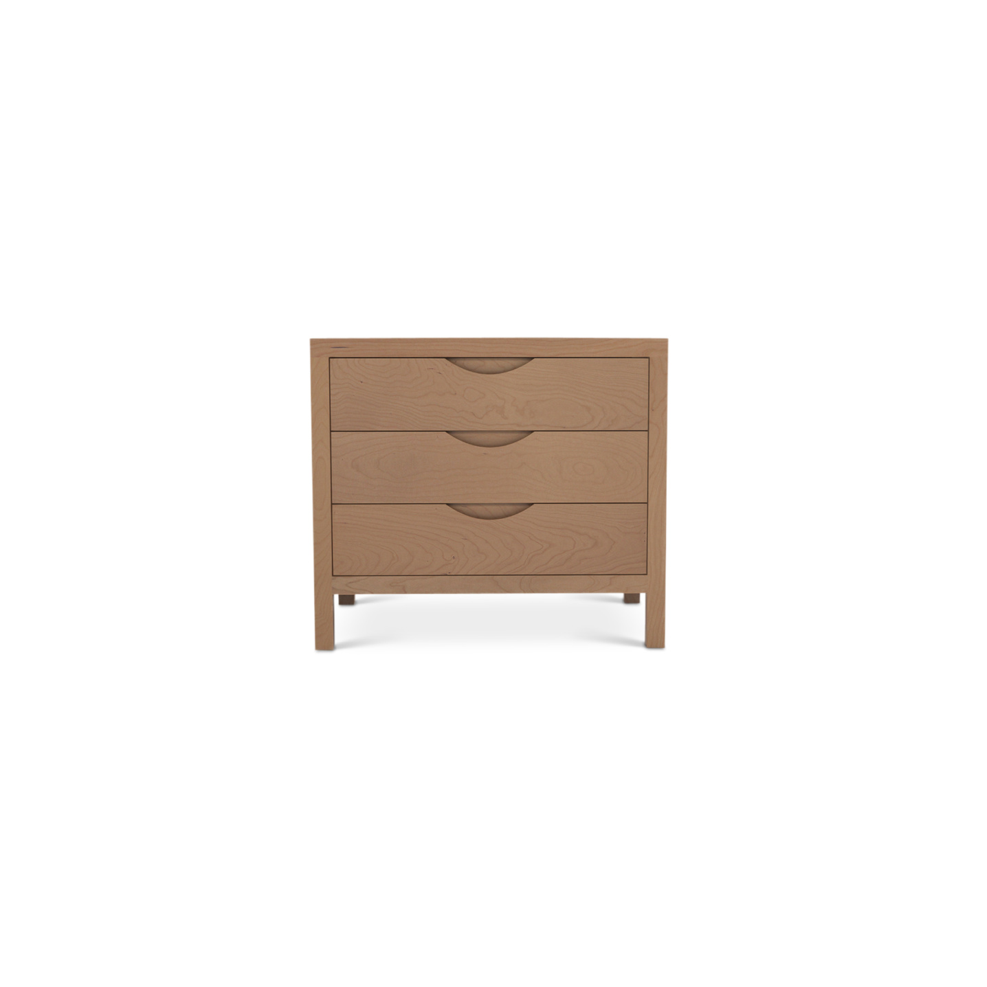 Three drawer cherry wood modern Danish nightstand