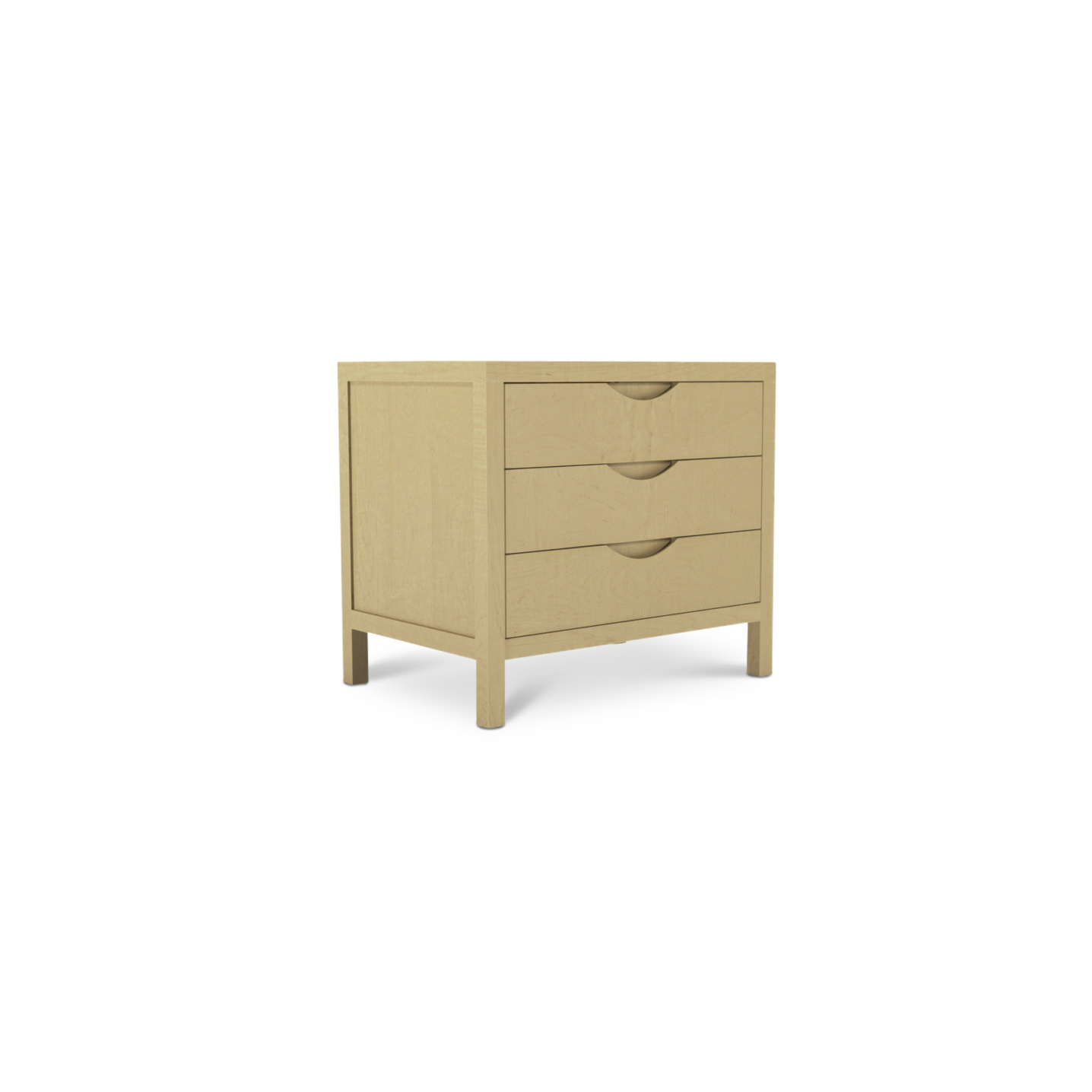 Solid maple night stand with three drawers
