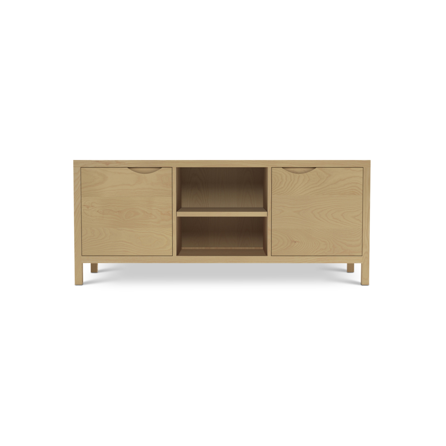 60" two door solid ash modern media console