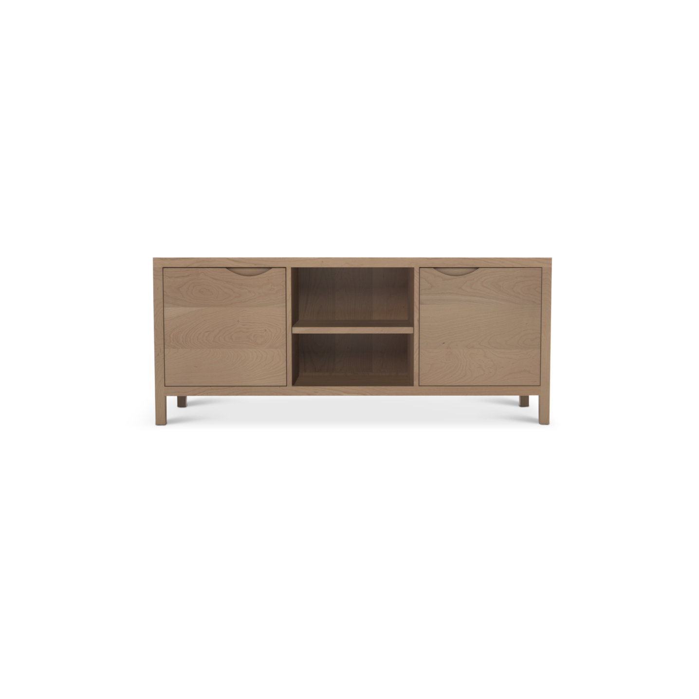 60" two door solid cherry modern media console