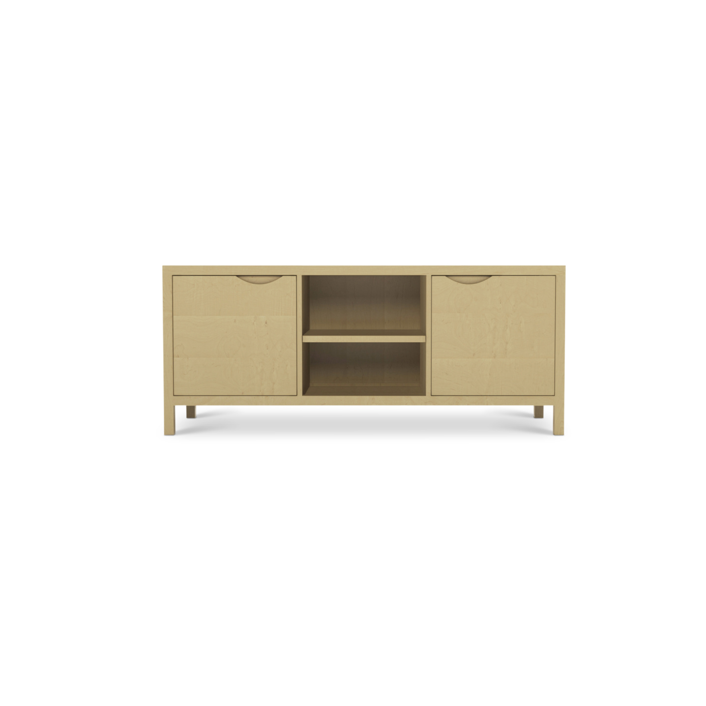 60" two door solid maple modern media console