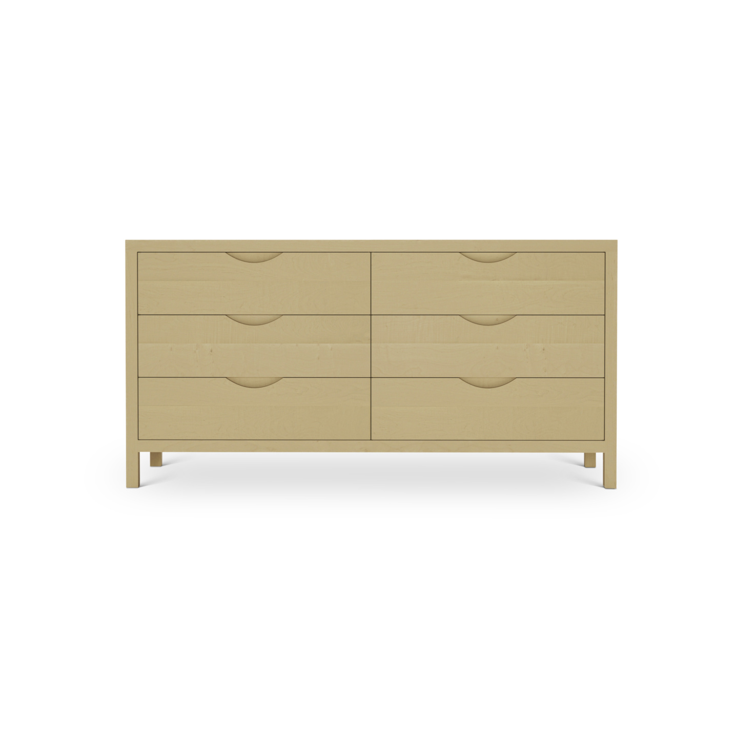 6 drawer 60" Scandinavian maple wood dresser