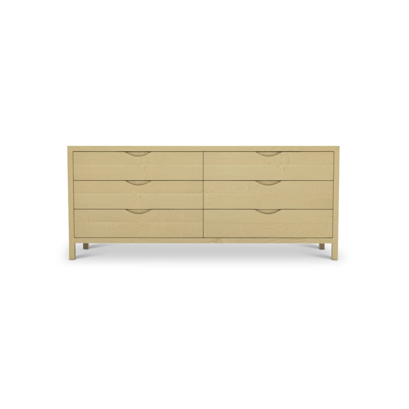 72" Solid maple Danish dresser with integrated handles