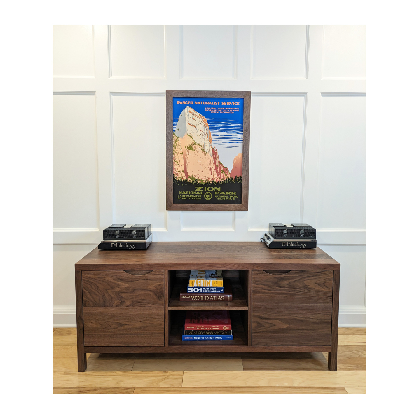 Two Door Media Console made with solid woods