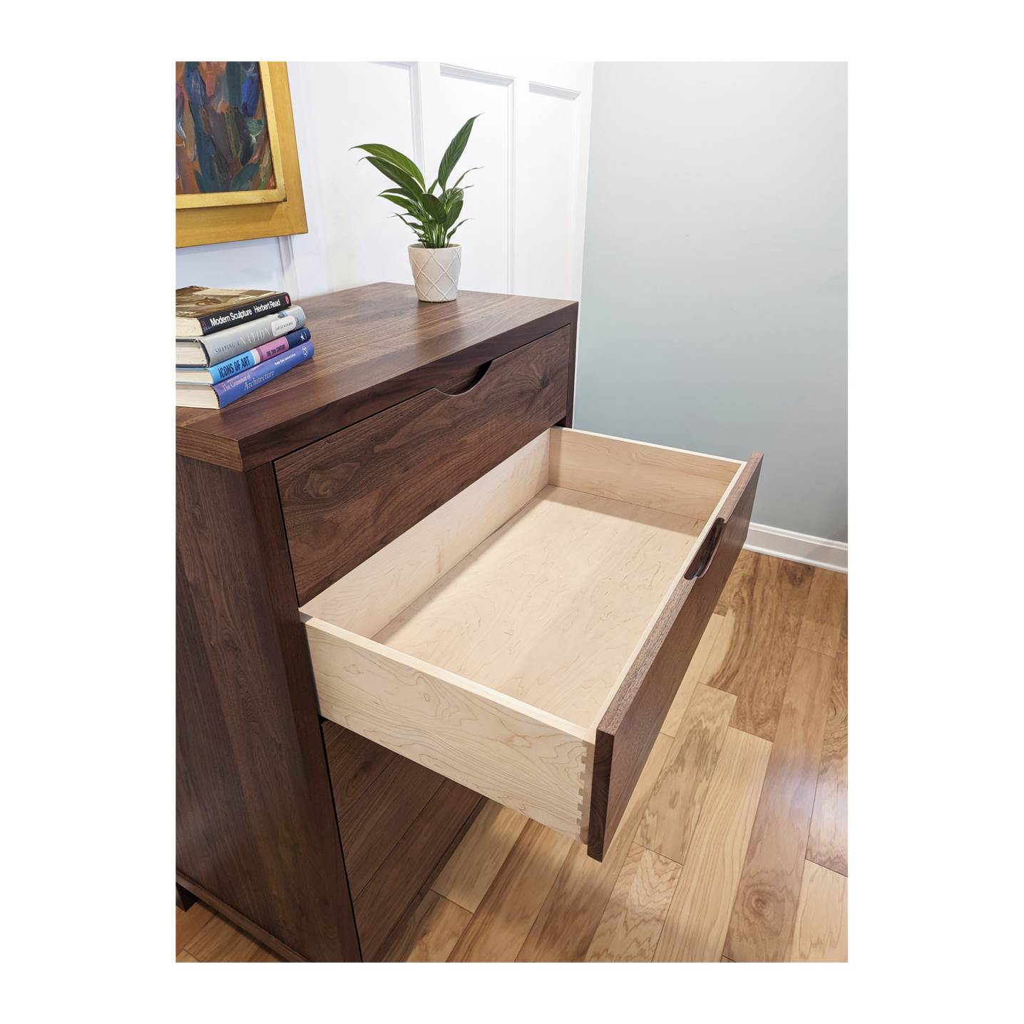 Solid maple English dovetail dresser drawers