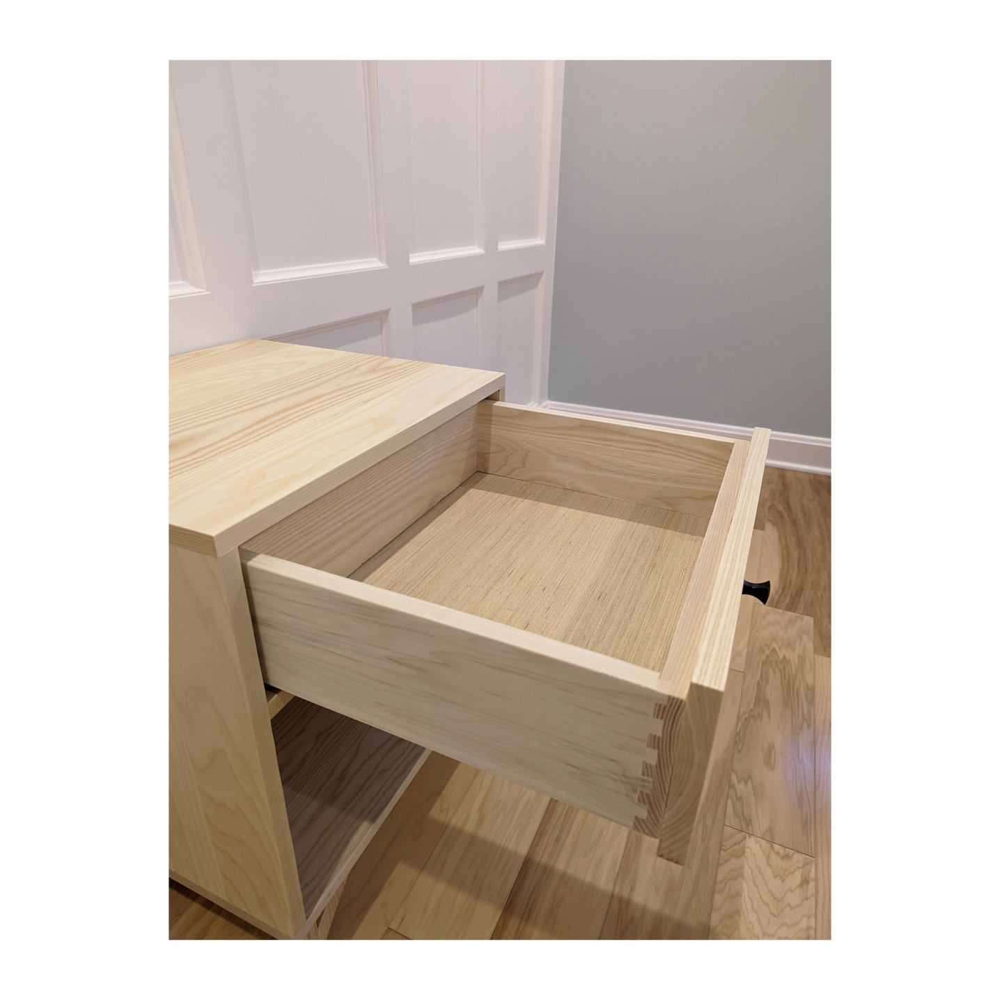 Ash bedside table with ash drawer--Made by 57NorthPlank Tailored Modern Furniture