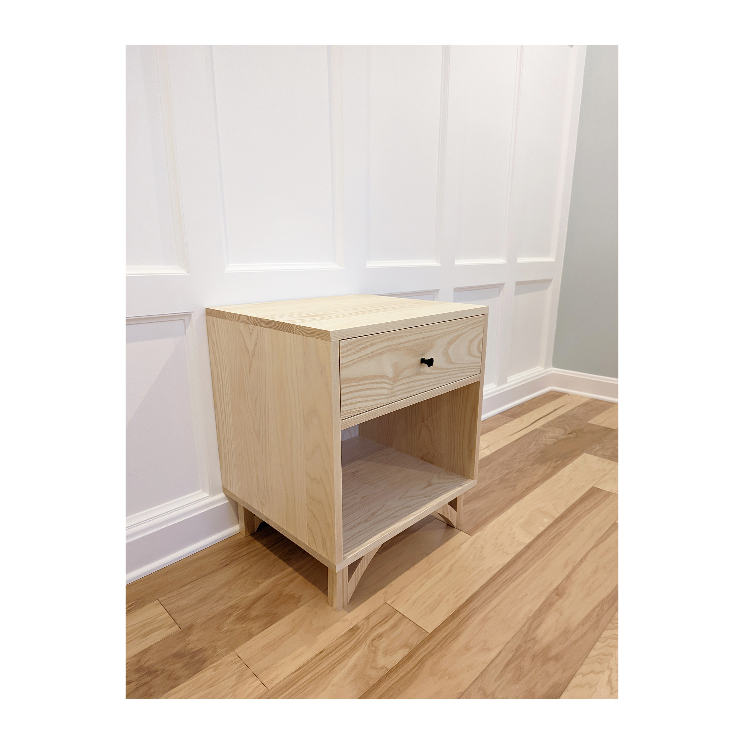 Solid Ash Nightstand With A Single Drawer--Made By 57NorthPlank Tailored Modern Furniture