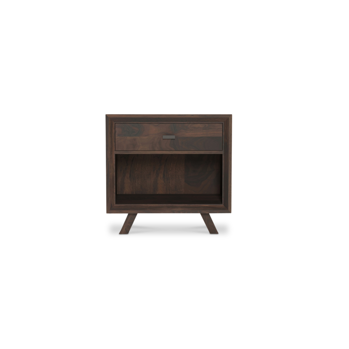 Solid walnut wood Scandinavian nightstand with one drawer