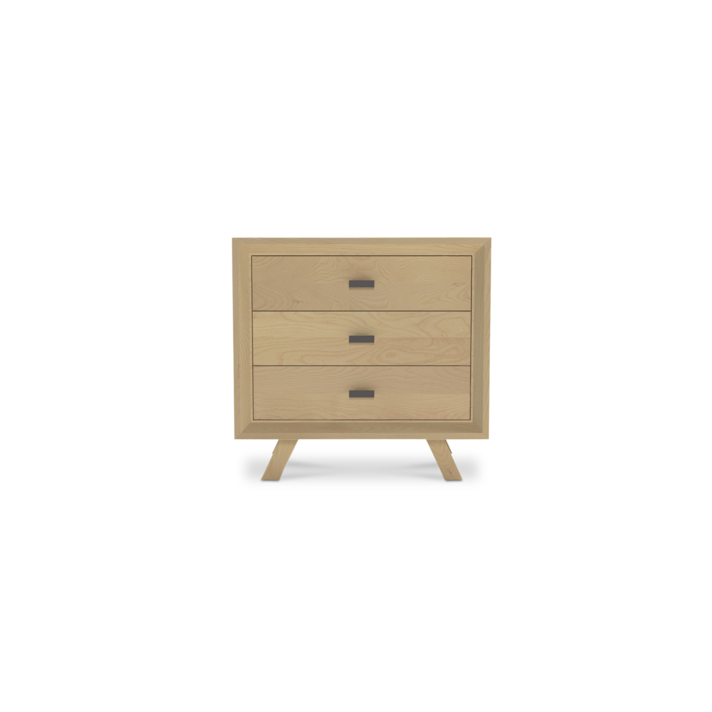 Modern 3 drawer solid ash wood bedside table