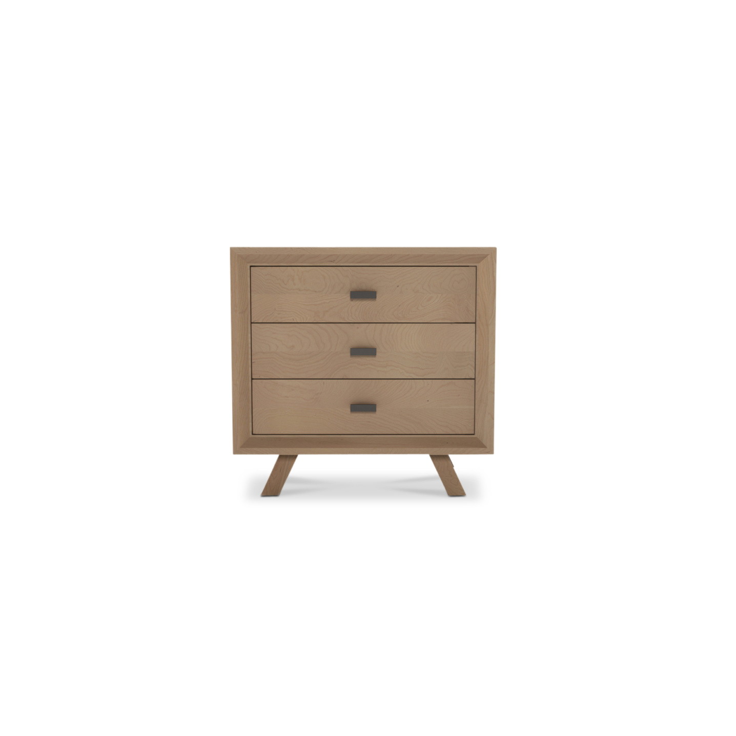 Modern 3 drawer solid cherry wood bedside table