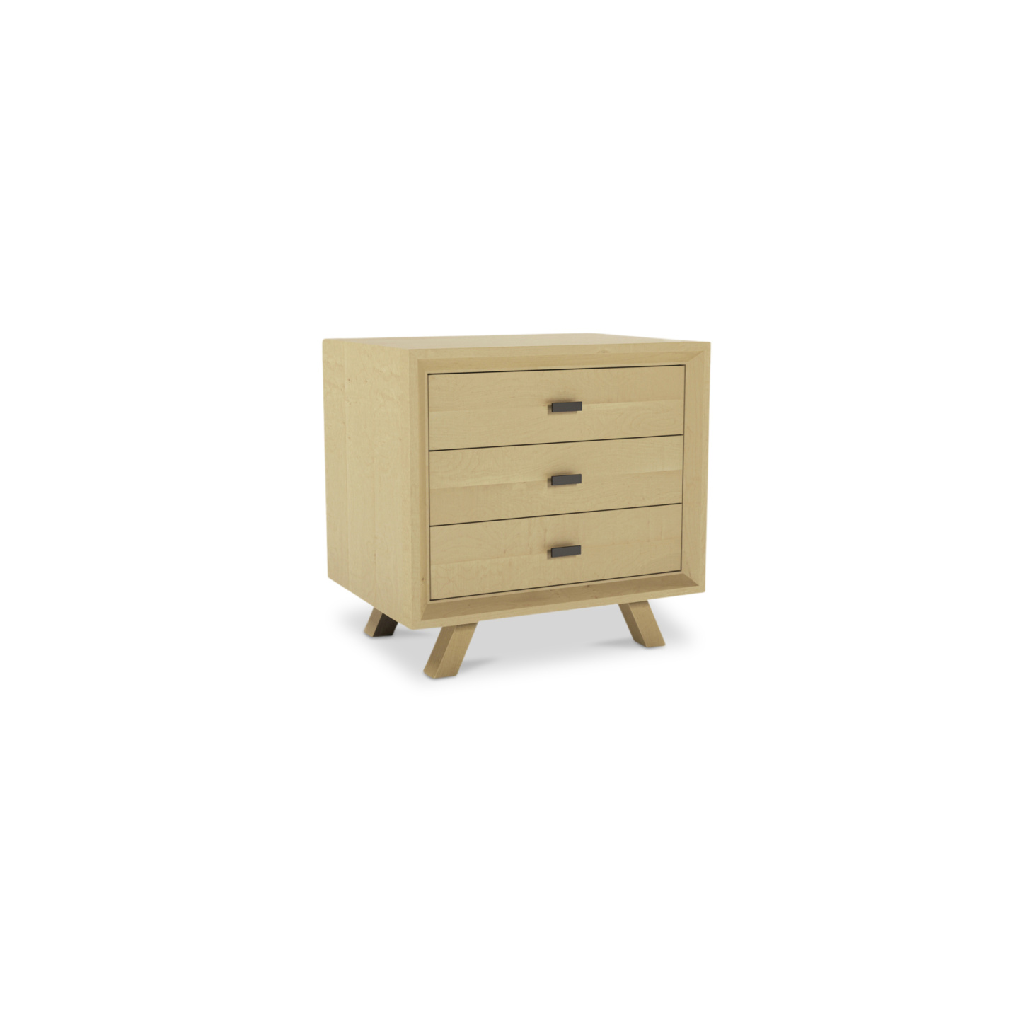 solid maple danish bedside table with three drawers