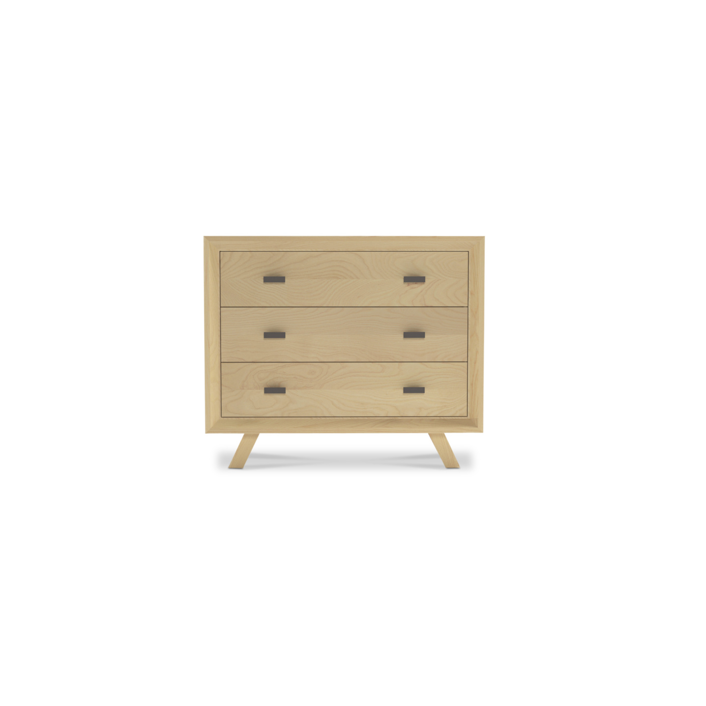 36 inch wide three drawer modern solid wood ash dresser