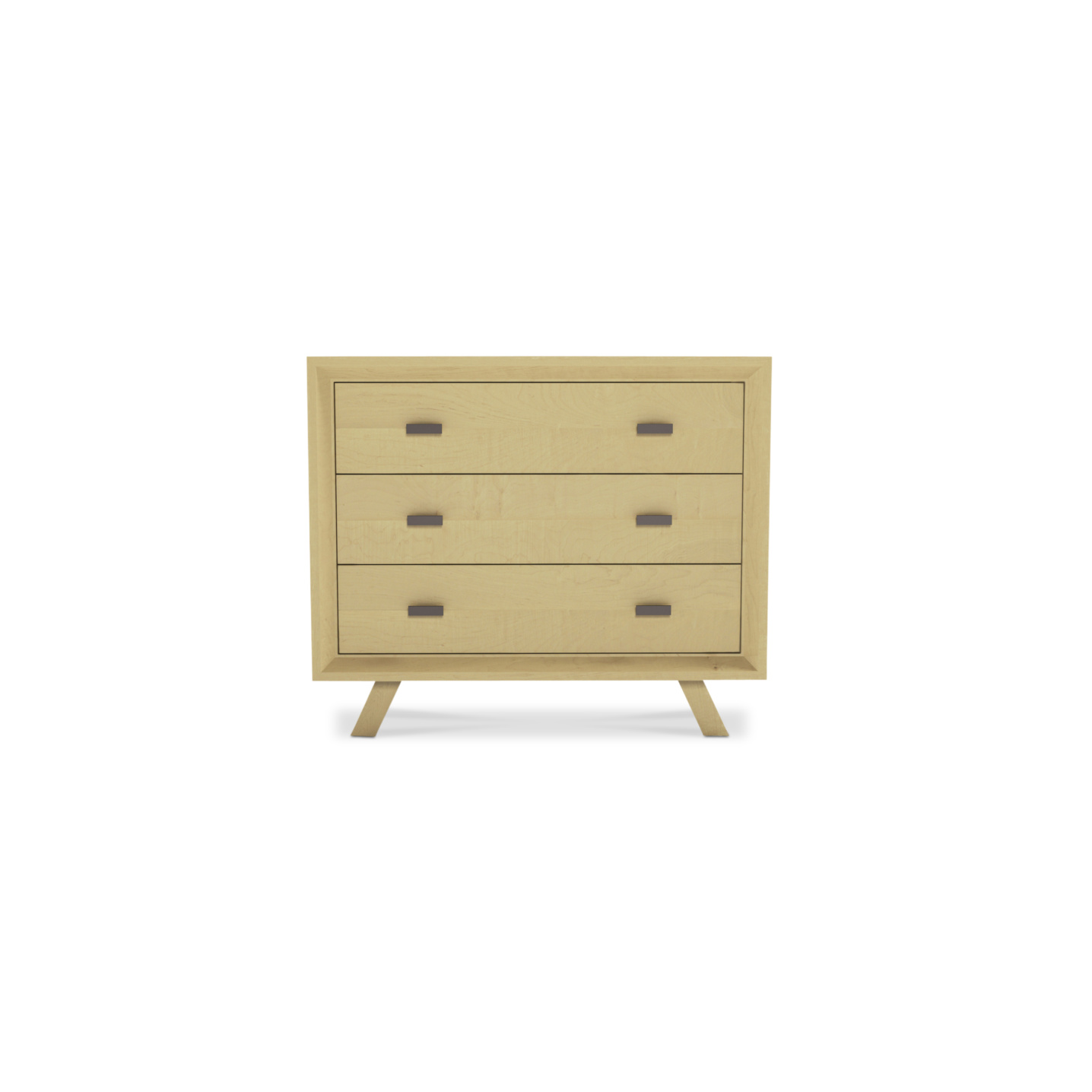 36 inch wide three drawer modern solid wood maple dresser