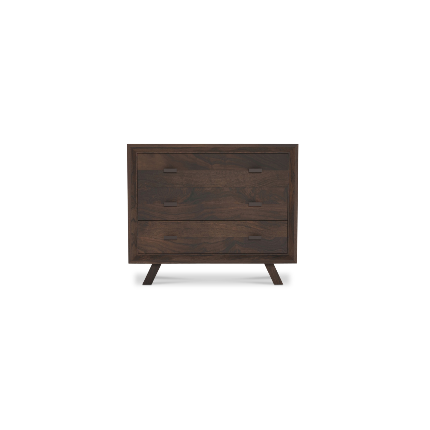 36 inch wide three drawer modern solid wood dresser