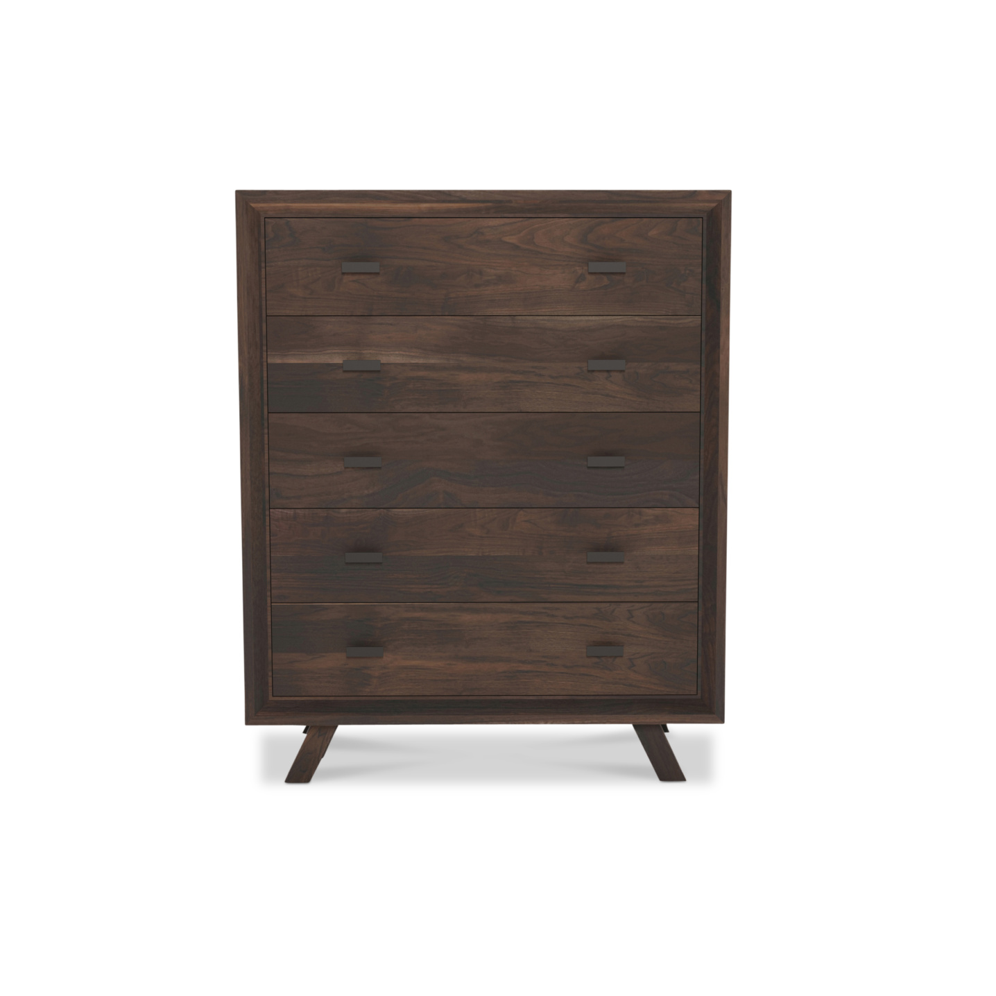 Tall solid walnut dresser with 5 drawers