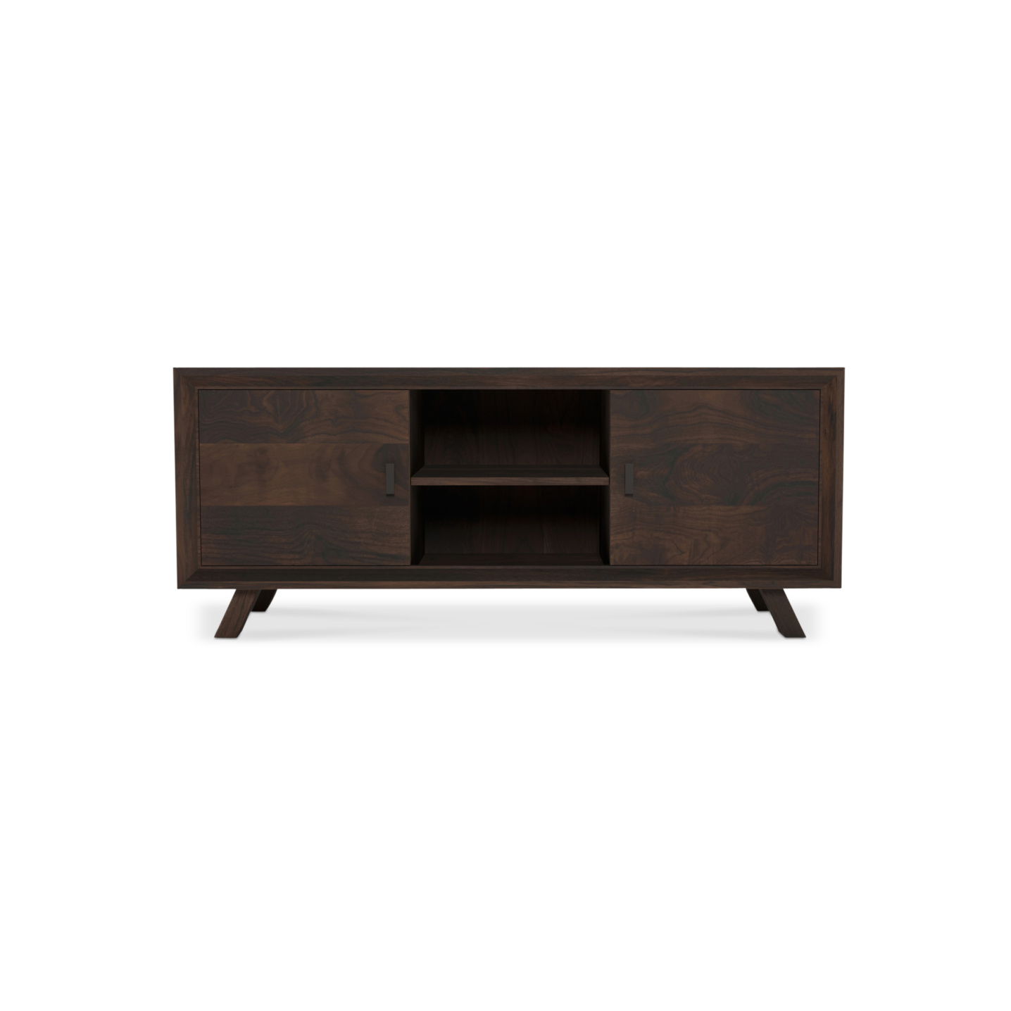 Solid walnut media cabinet with two doors