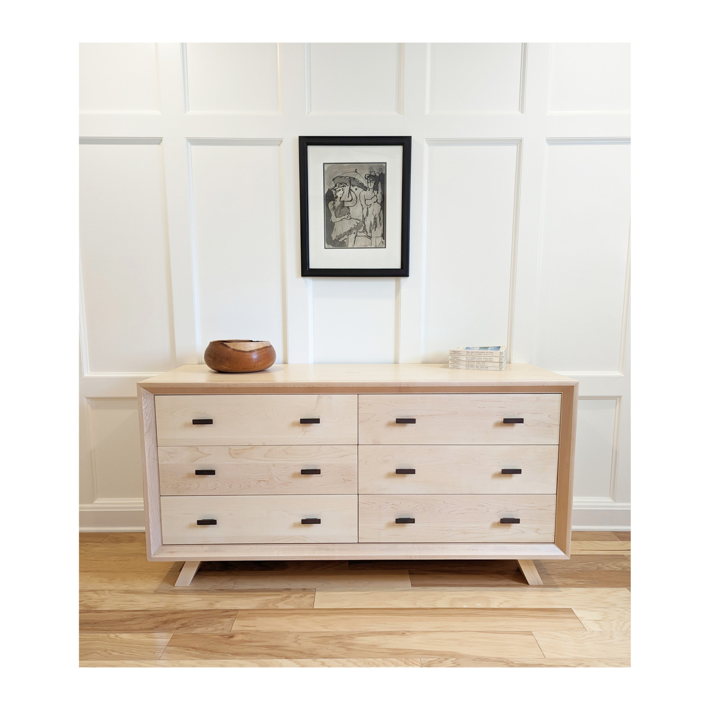 Six drawer dresser with a length of 60 inches made out of solid woods