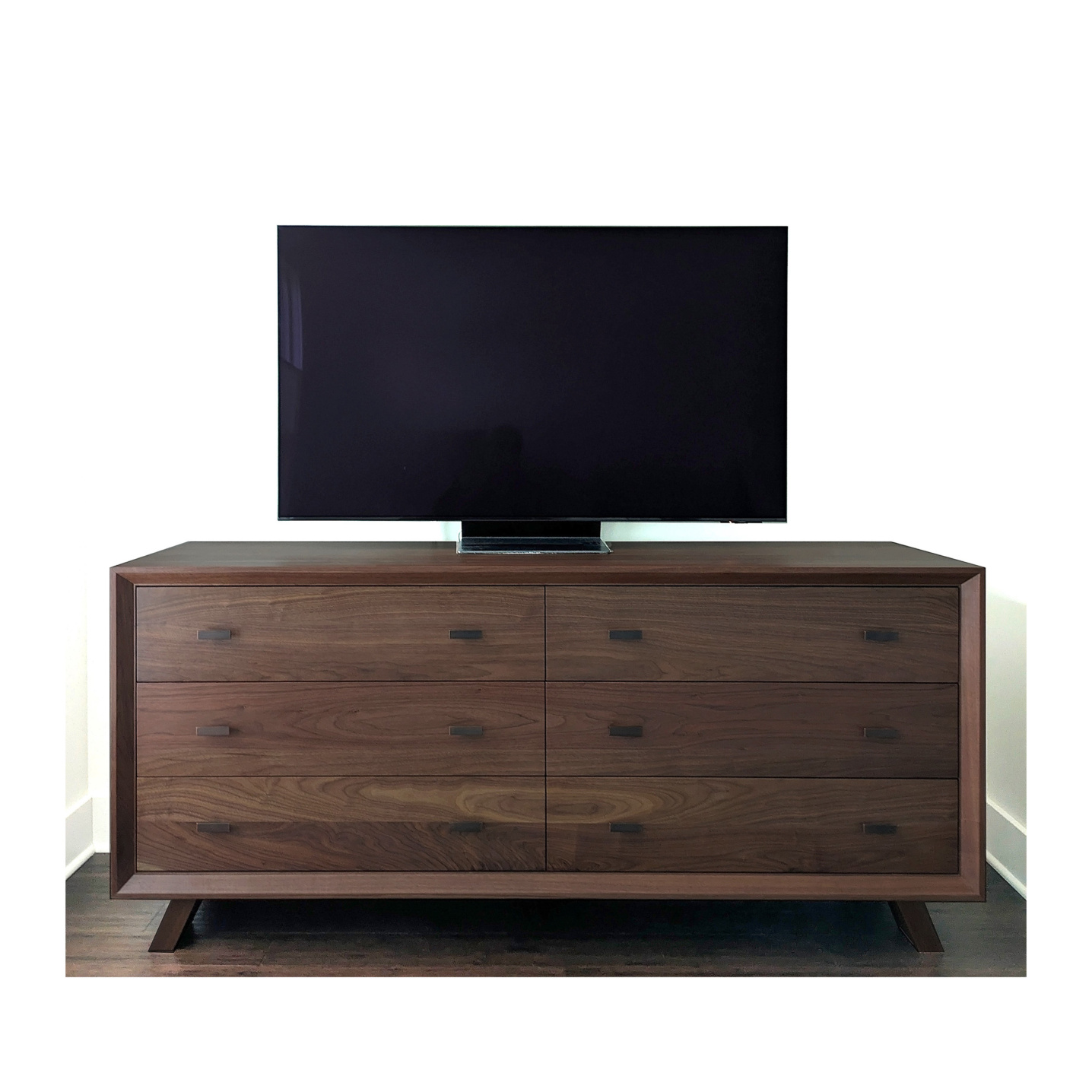Modern Walnut Dresser Six Feet Wide