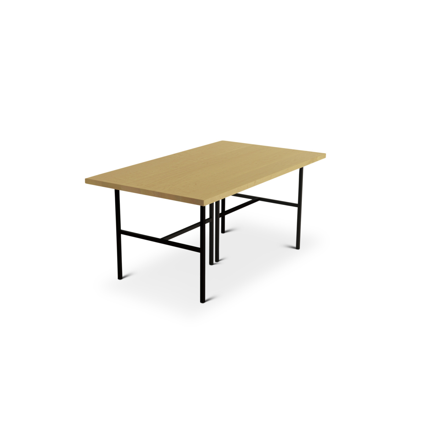 Solid maple modern dining room table with black metal legs