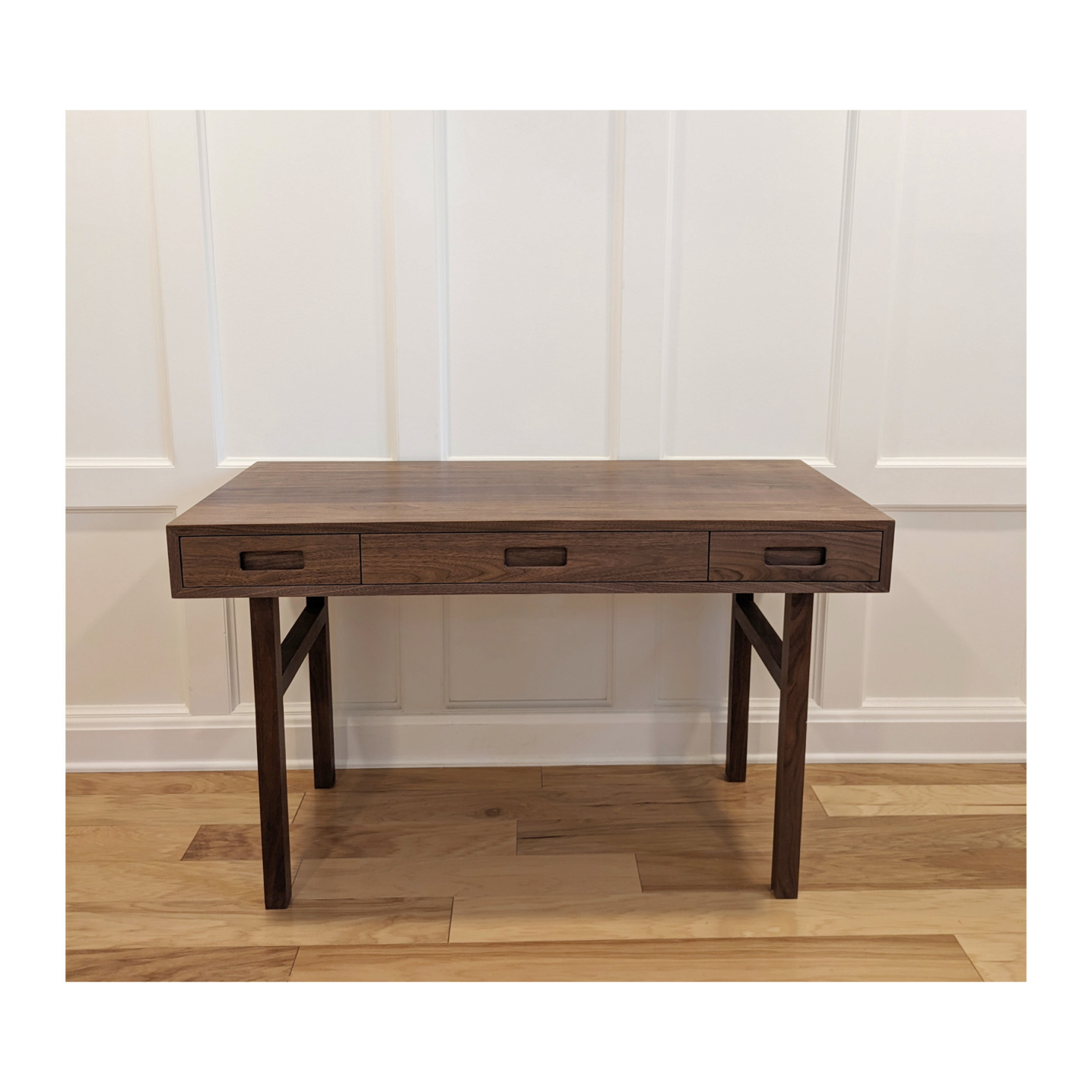 Walnut desk in a smaller size with three drawers