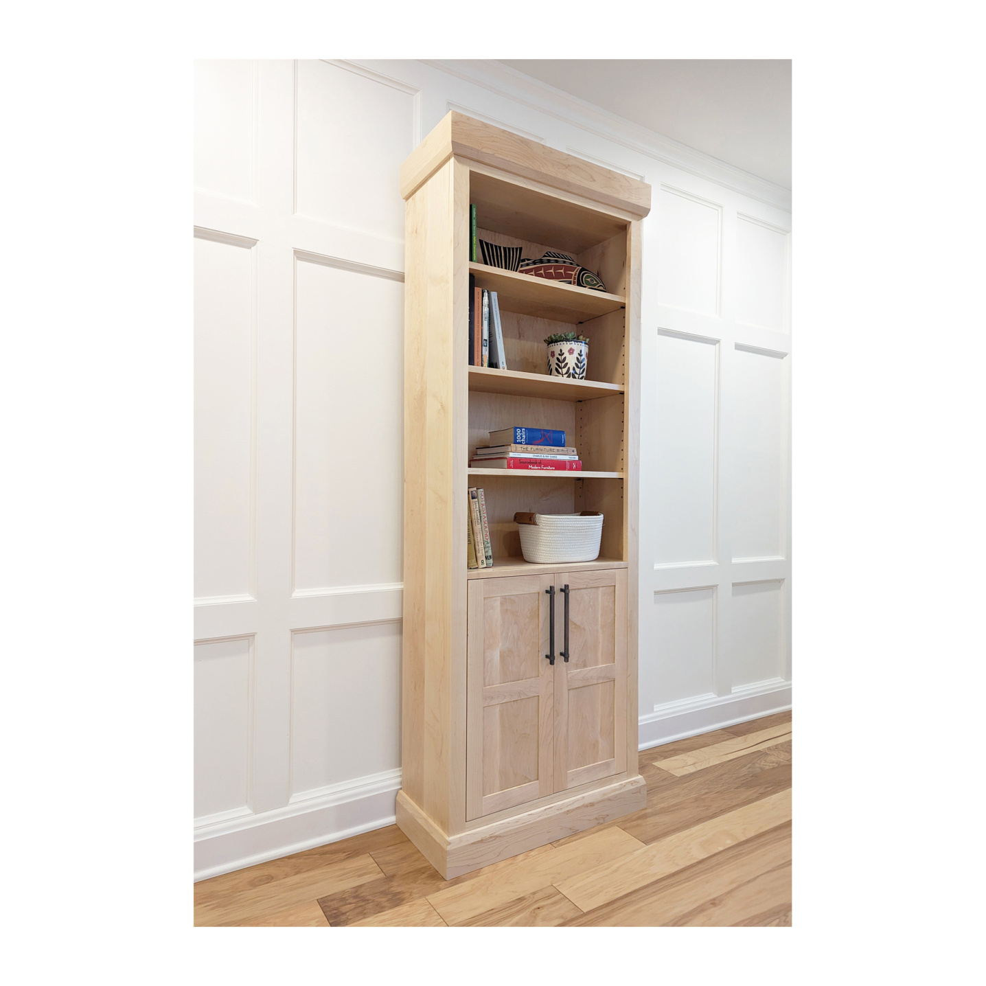 Wood bookcase with doors