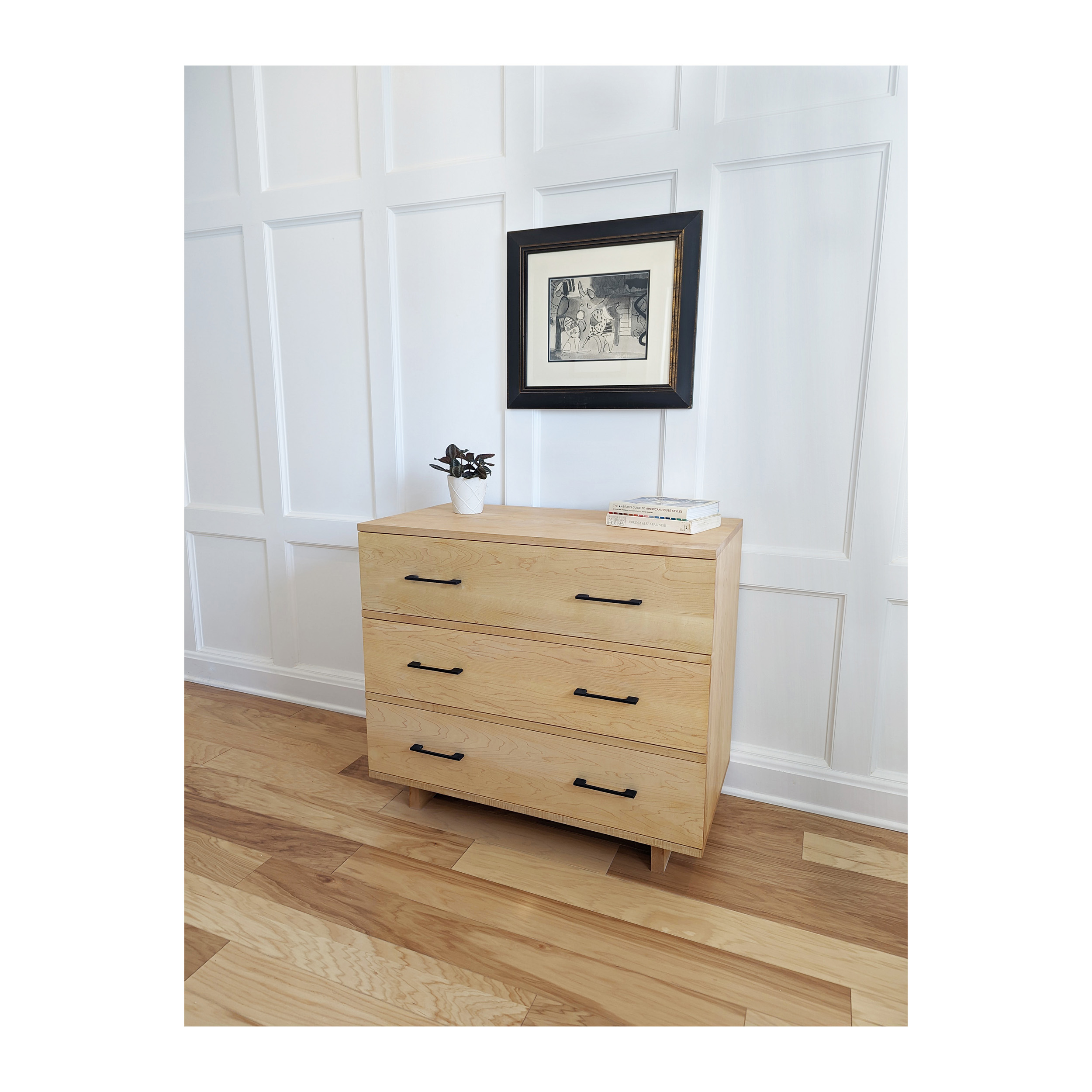 Three Drawer Maple Dresser--Scandinavian Design--Made By 57NorthPlank Tailored Modern Furniture