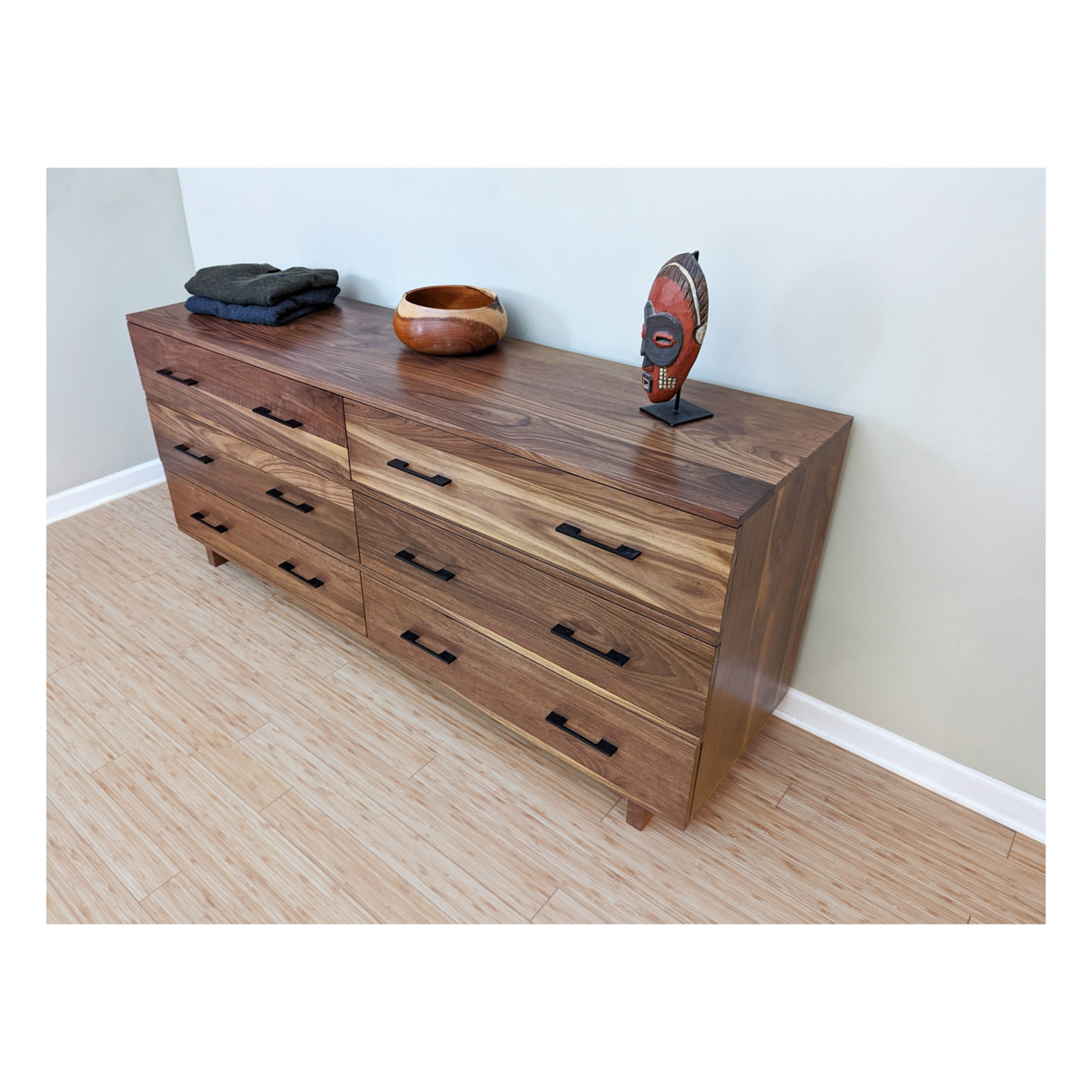 Walnut Scandinavian Dresser with six drawers--Made by 57NorthPlank Tailored Modern Furniture