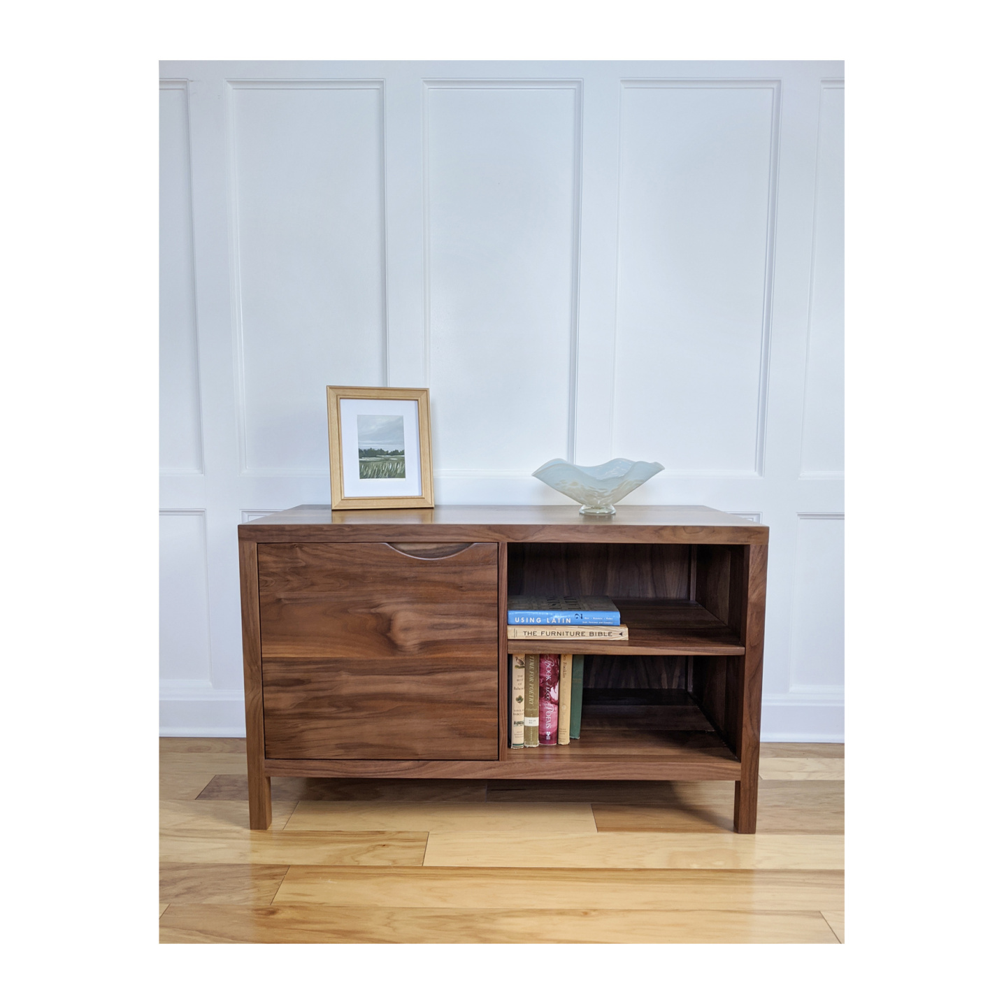 Solid Walnut Modern Small Media Cabinet 42 inches--Made by 57NorthPlank Tailored Modern Furniture