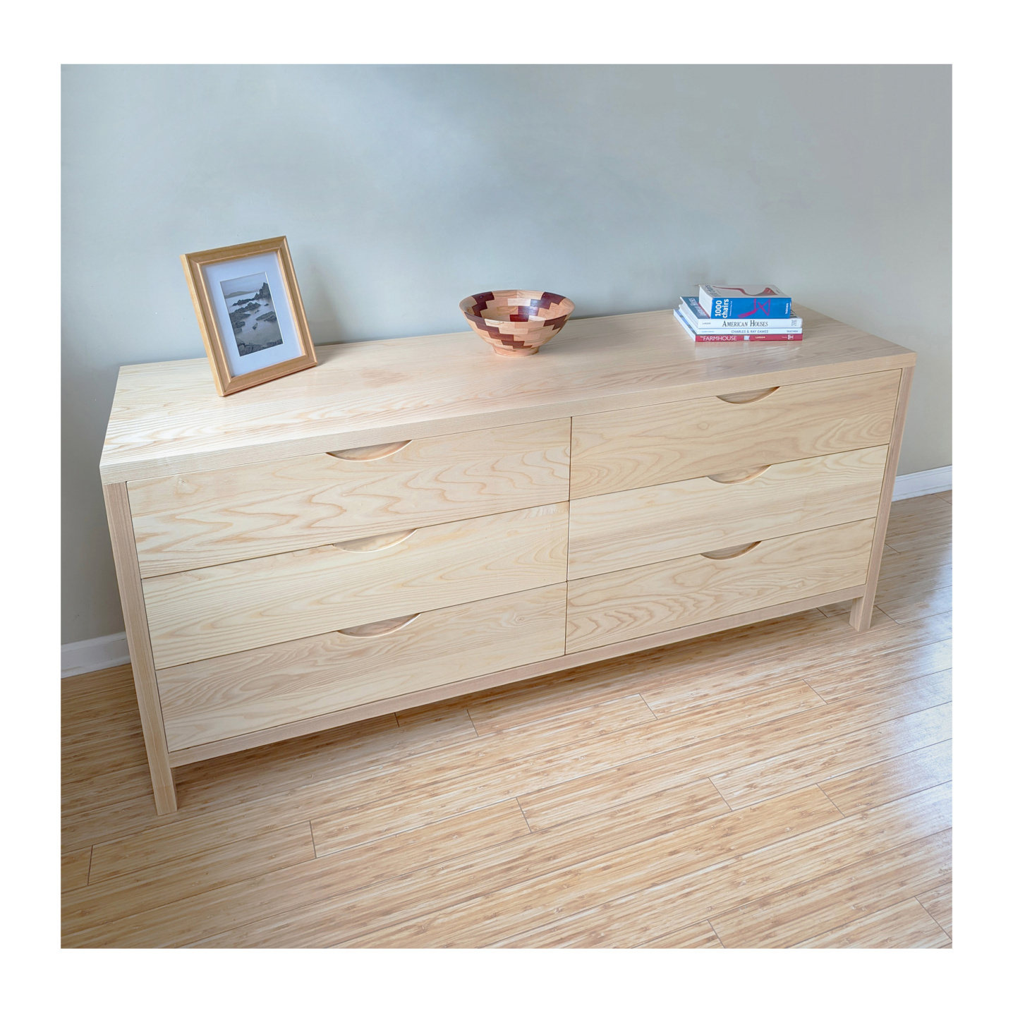 Contemporary dresser made with light ash wood