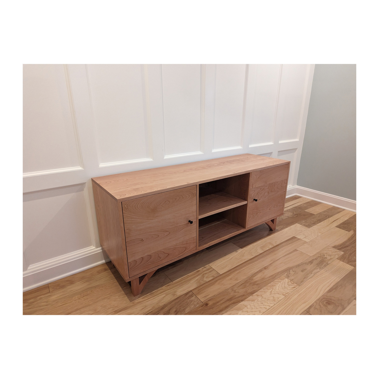 Solid wood modern media cabinet the media console is 60inches in length with two doors--Made by 57NorthPlank Tailored Modern Furniture