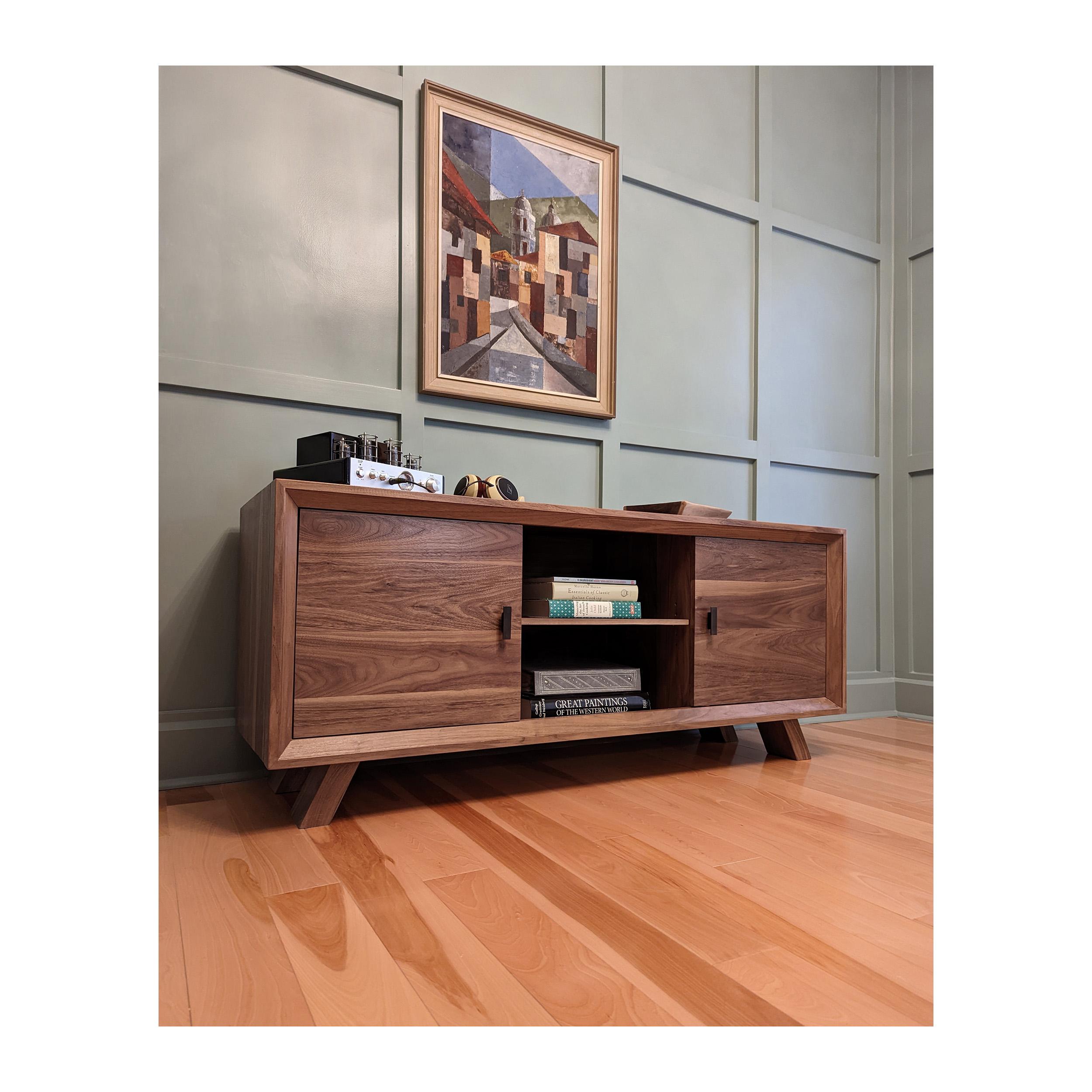 Modern Tv Stand - Tailored Modern Furniture-- Custom Made In Solid Walnut Wood