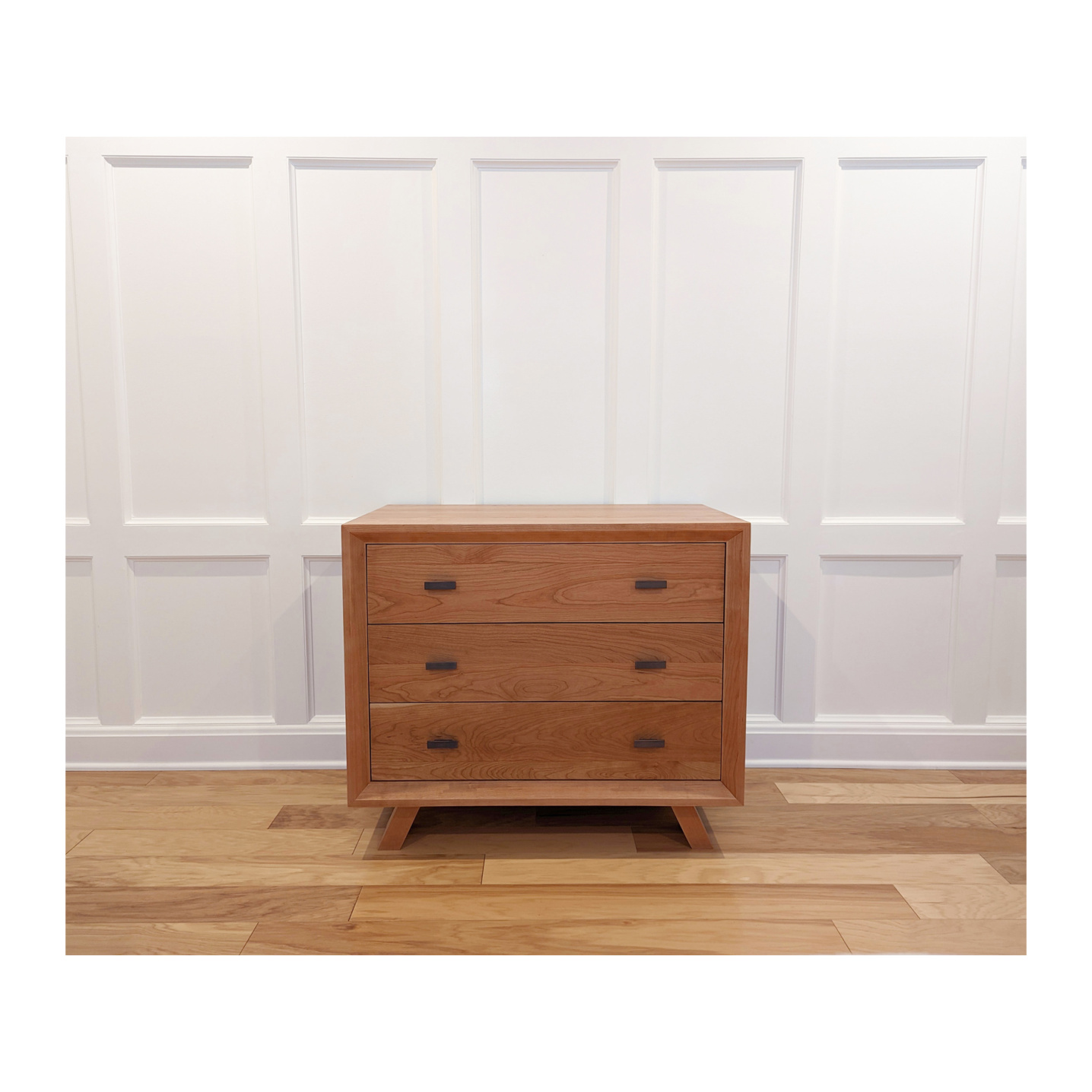 Modern Nordic Cherry Dresser with three drawers in solid wood